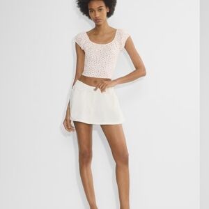 Sunday Best White Crop Top with Pink Floral Dot Print